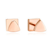 14K Solid Gold Stud Earrings Exclusively Handcrafted Double Side Square Triangle Shaped Earrings for Women