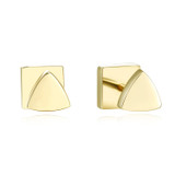 14K Solid Gold Stud Earrings Exclusively Handcrafted Double Side Square Triangle Shaped Earrings for Women