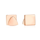 14K Solid Gold Stud Earrings Exclusively Handcrafted Double Side Square Triangle Shaped Earrings for Women