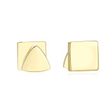 14K Solid Gold Stud Earrings Exclusively Handcrafted Double Side Square Triangle Shaped Earrings for Women