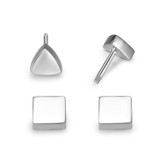 14K Solid Gold Stud Earrings Exclusively Handcrafted Double Side Square Triangle Shaped Earrings for Women