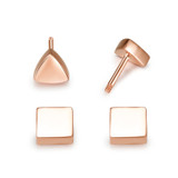 14K Solid Gold Stud Earrings Exclusively Handcrafted Double Side Square Triangle Shaped Earrings for Women
