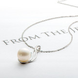 Elegant Sterling Silver Freshwater White 10mm Pearl Necklace