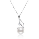 Elegant Sterling Silver Freshwater White 10mm Pearl Necklace