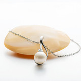 Elegant Sterling Silver Freshwater White 10mm Pearl Necklace