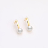 18K Natural Freshwater White Pearl Dangle Earrings