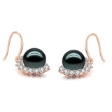 18K Solid Gold Natural 0.596ct Diamond (G-H, SI1-SI2) Tahitian Black Pearl 9mm Earrings 18K Solid Gold Natural 0.596ct Diamond (G-H, SI1-SI2) Tahitian Black Pearl 9mm Earrings