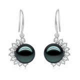 18K Solid Gold Natural 0.596ct Diamond (G-H, SI1-SI2) Tahitian Black Pearl 9mm Earrings 18K Solid Gold Natural 0.596ct Diamond (G-H, SI1-SI2) Tahitian Black Pearl 9mm Earrings