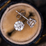 Round Cut Moissanite Diamond Classic Stud Earrings
