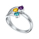 Mother Ring With 3 Birthstones