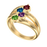 Mother Name Ring With 4 Birthstones