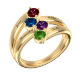 Mother Name Ring With 4 Birthstones