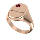 Oval Signet Name Ring With Birthstone
