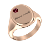 Oval Signet Name Ring With Birthstone