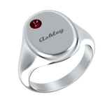 Oval Signet Name Ring With Birthstone