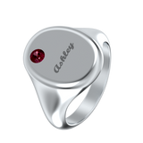 Oval Signet Name Ring With Birthstone