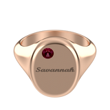 Oval Signet Name Ring With Birthstone