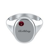 Oval Signet Name Ring With Birthstone