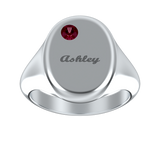 Oval Signet Name Ring With Birthstone