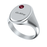 Oval Signet Name Ring With Birthstone