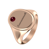 Oval Signet Name Ring With Birthstone