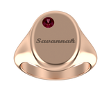 Oval Signet Name Ring With Birthstone