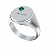 Round Signet Name Ring With Birthstone