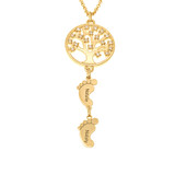 Inlay Circle Tree Of Life Necklace With Feet
