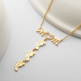 Swarovski Inlay Mom Necklace With Baby Feet