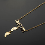 Swarovski Inlay Mom Necklace With Baby Feet
