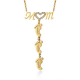 Swarovski Inlay Mom Necklace With Baby Feet