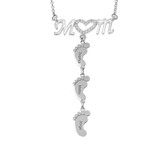 Swarovski Inlay Mom Necklace With Baby Feet