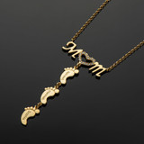 Swarovski Inlay Mom Necklace With Baby Feet