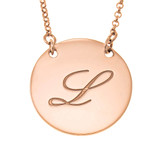 Engraved Initial Disc Necklace