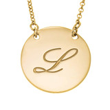 Engraved Initial Disc Necklace