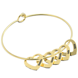 Bangle Bracelet With Heart Shape Pendants