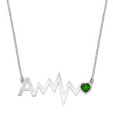 Initial Heartbeat Necklace With Birthstone