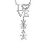Inlay Heart Love Necklace With Kids