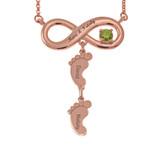Infinity Necklace With Birthstone And Feet