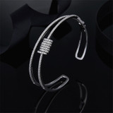 Charm Strand Ring Two Layer Bracelet Sterling Silver Open Bangle