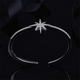 Hexagram Star Open-ended Bracelet  Sterling Silver Bangle