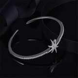 Hexagram Star Open-ended Bracelet  Sterling Silver Bangle