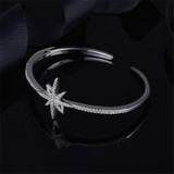 Hexagram Star Open-ended Bracelet  Sterling Silver Bangle