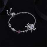 Charm Robot Love Bracelet Created Diamond Sterling Silver Bracelet
