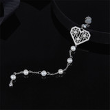 Diamond And Turquoise Pearl Heart Earrings In Sterling Silver