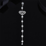 Diamond And Turquoise Pearl Heart Earrings In Sterling Silver