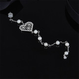 Diamond And Turquoise Pearl Heart Earrings In Sterling Silver