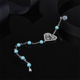 Diamond And Turquoise Pearl Heart Earrings In Sterling Silver