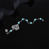 Diamond And Turquoise Pearl Heart Earrings In Sterling Silver