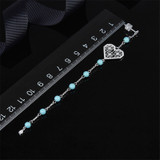 Diamond And Turquoise Pearl Heart Earrings In Sterling Silver